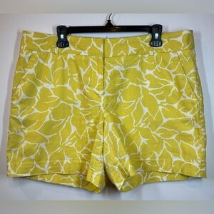 LOFT Riviera Shorts Yellow White Leaf Shorts  Size 12